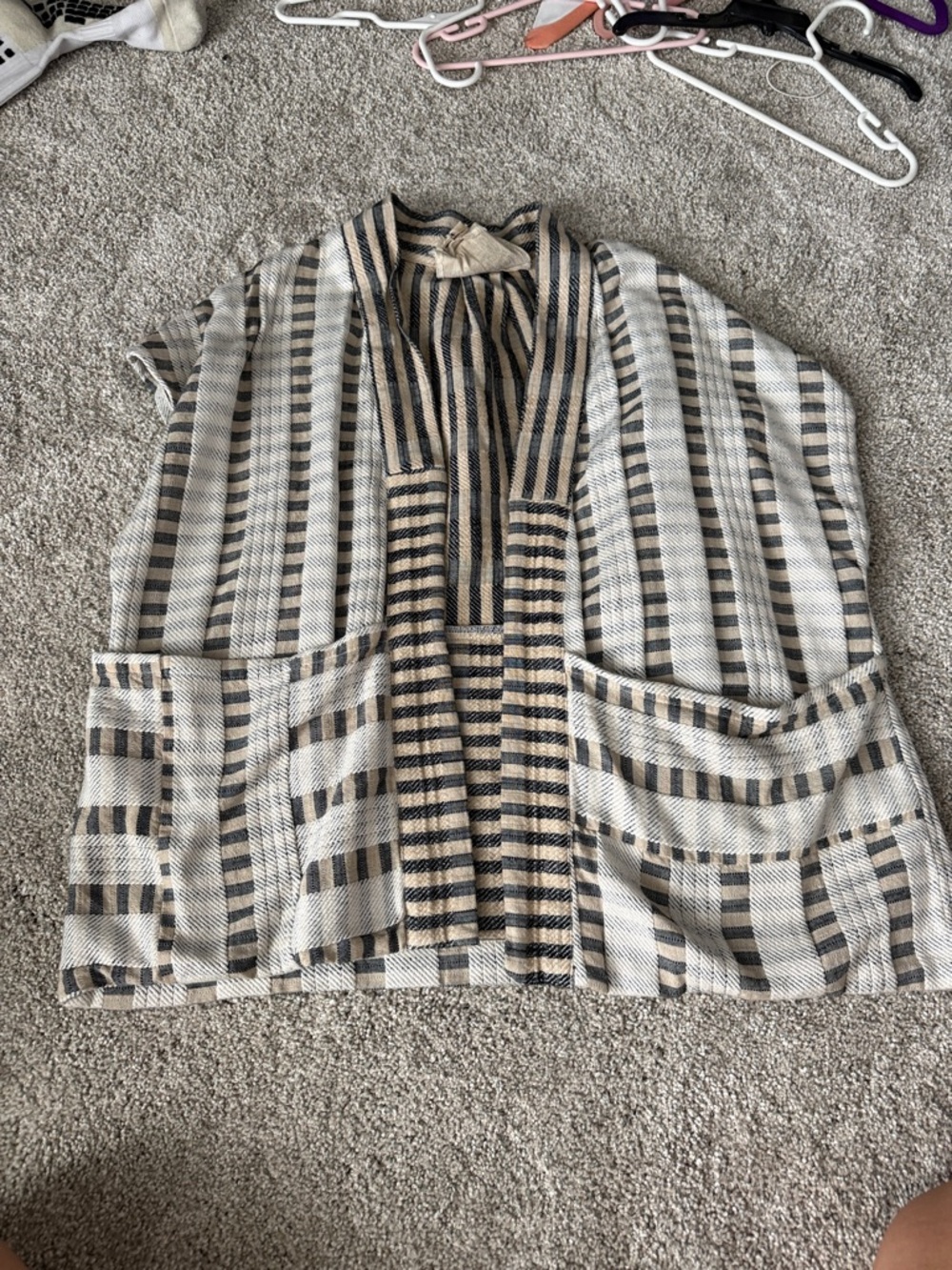 Ace & Jig Striped Neutral Cape Jacket in Cream, Black, Tan
